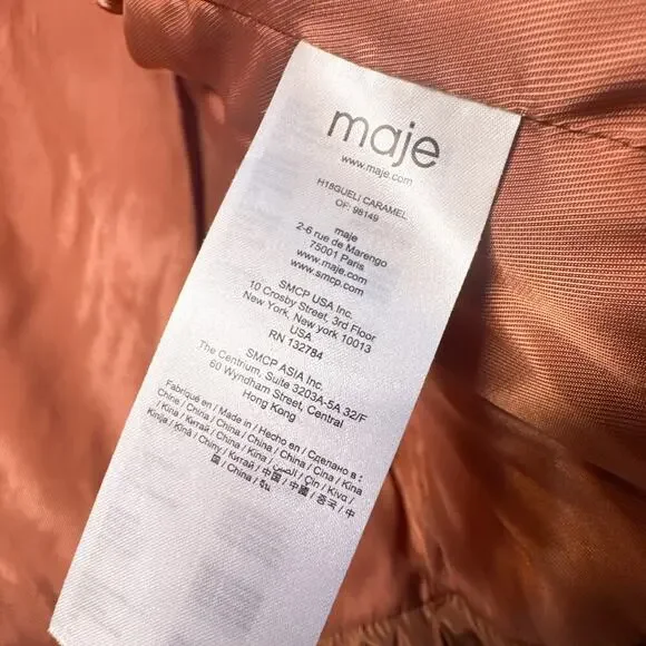 Maje Gueli Caramel Hooded Puffer Jacket Quilted Coat - Picture 8 of 11